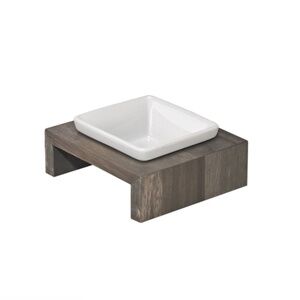 Bowsers Artisan FOSSIL Rubberwood Single Elevated Dog Feeder XS NEW